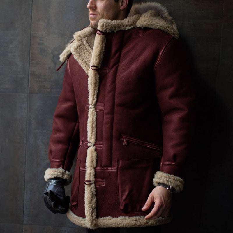 Men's lambskin coat with hood and practical pockets Lisslune