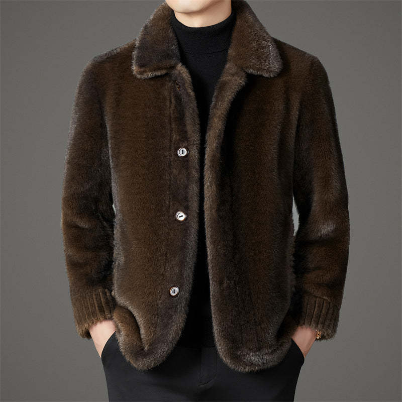 Men's elegant plush jacket with button closure Lisslune