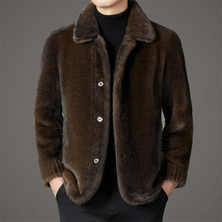 Men's elegant plush jacket with button closure Lisslune