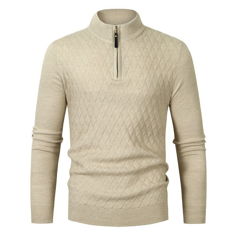 Men's knitted sweater with stand-up collar and zipper Lisslune