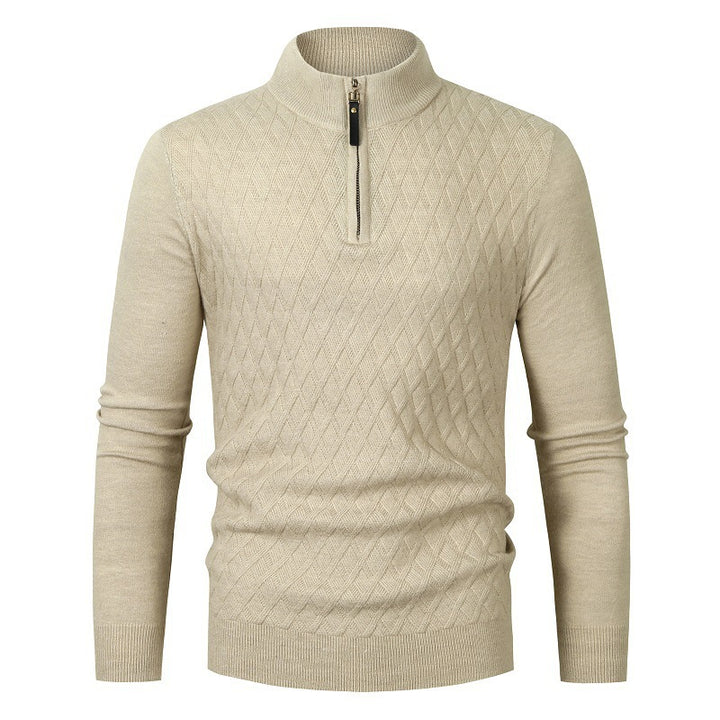 Men's knitted sweater with stand-up collar and zipper Lisslune