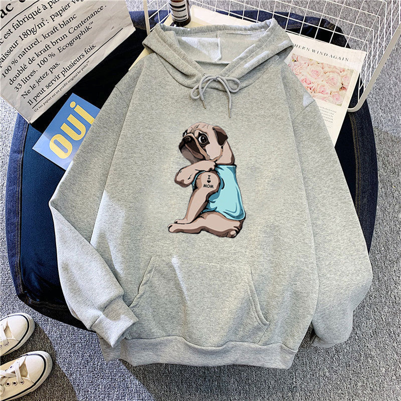 Women's hoodie with cute pug design Lisslune