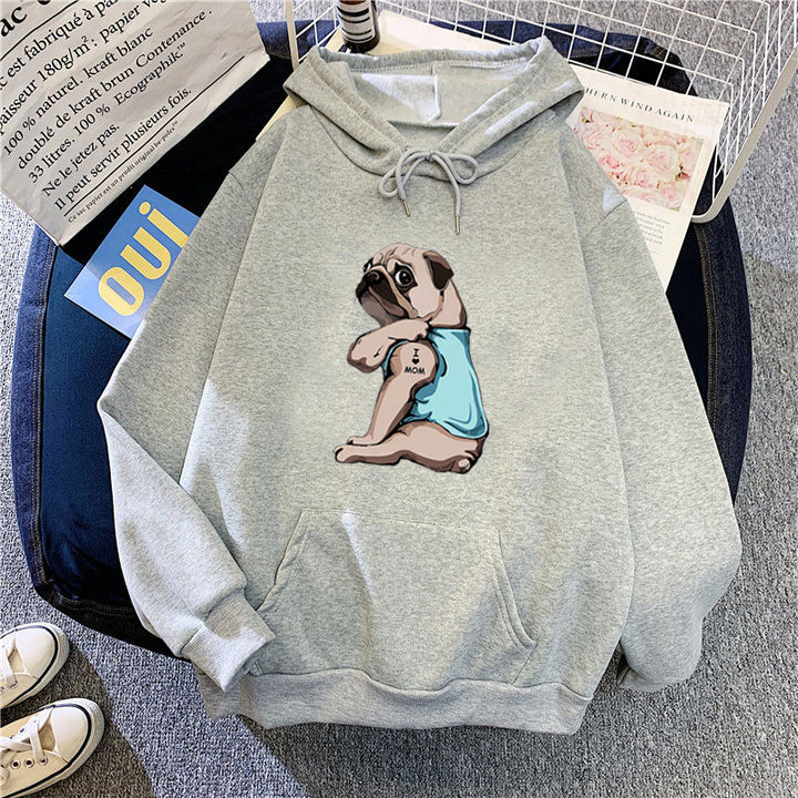 Women's hoodie with cute pug design Lisslune