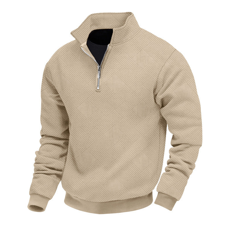 Men's fashionable stand-up collar sweater with textured material Lisslune