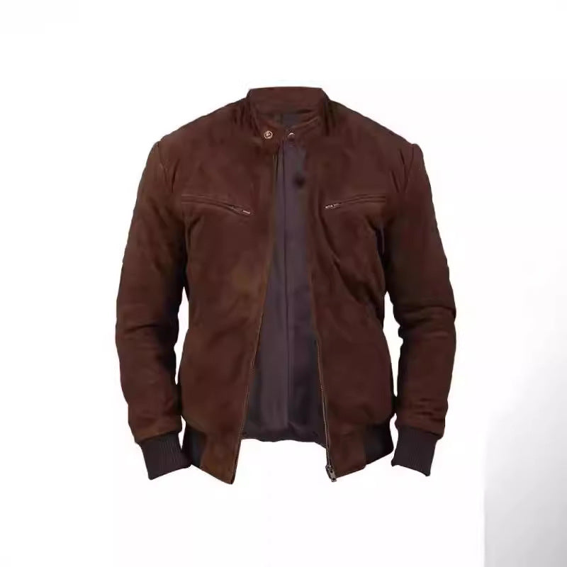 Men's suede jacket in modern design with practical pockets Lisslune