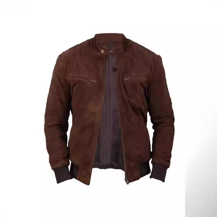 Men's suede jacket in modern design with practical pockets Lisslune