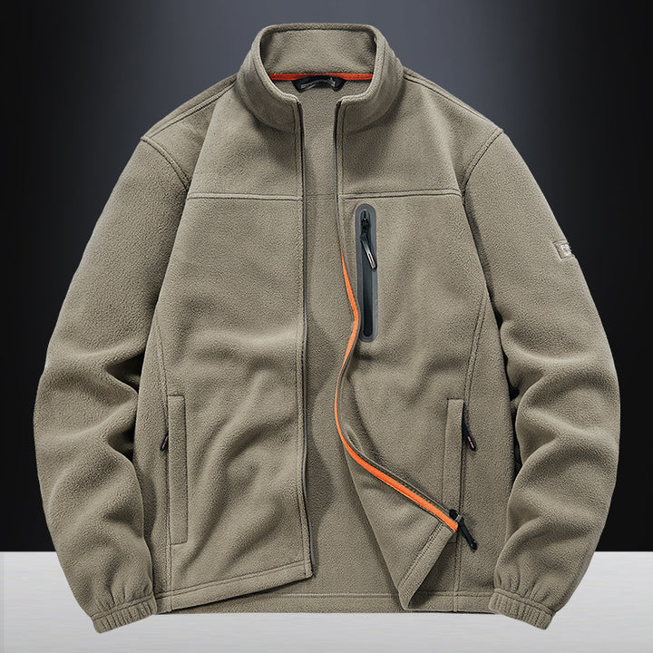 Men's Fleece Jacket with High Collar and Practical Zip Pockets Lisslune
