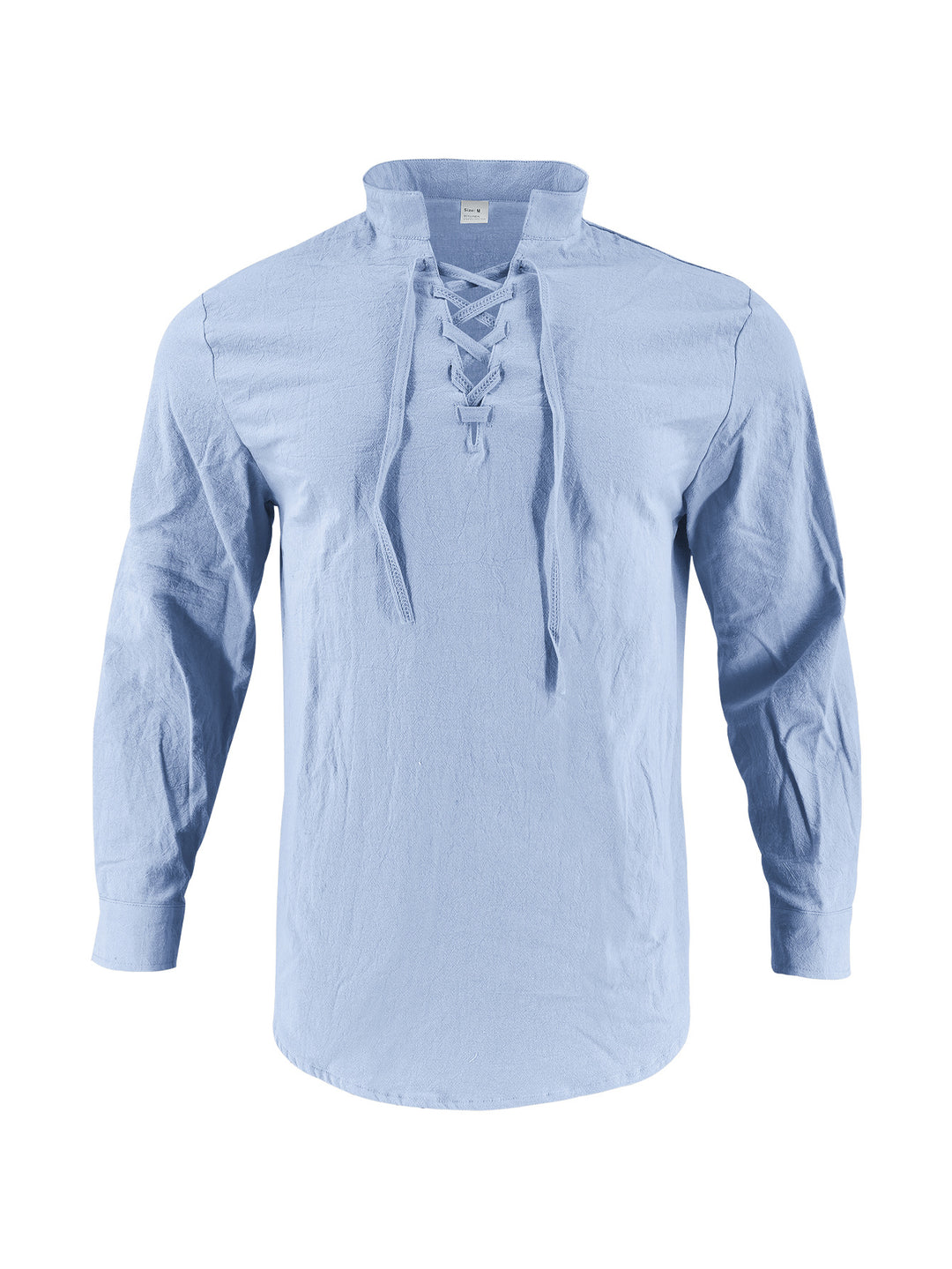 Men's long-sleeved shirt with trendy lacing and stand-up collar Lisslune