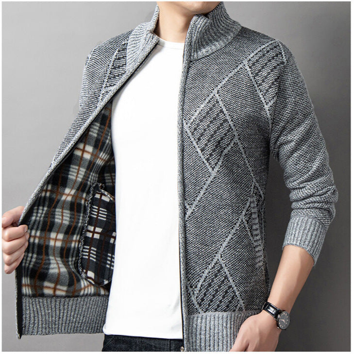 Men's cardigan with modern zipper and graphic pattern Lisslune