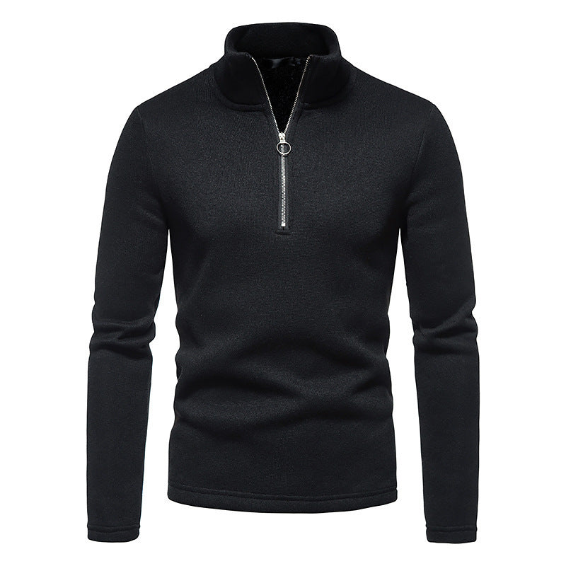 Men's sporty sweater with modern stand-up collar and practical zipper details Lisslune