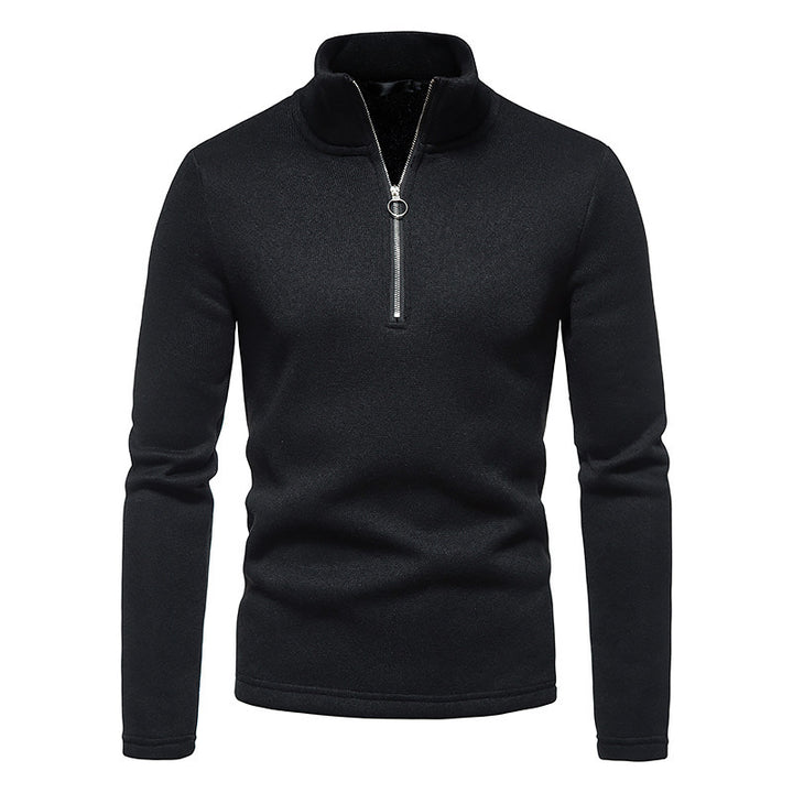 Men's sporty sweater with modern stand-up collar and practical zipper details Lisslune