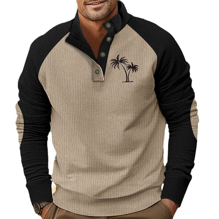 Men's casual sweater with stylish standing collar and contrasting sleeve structures Lisslune