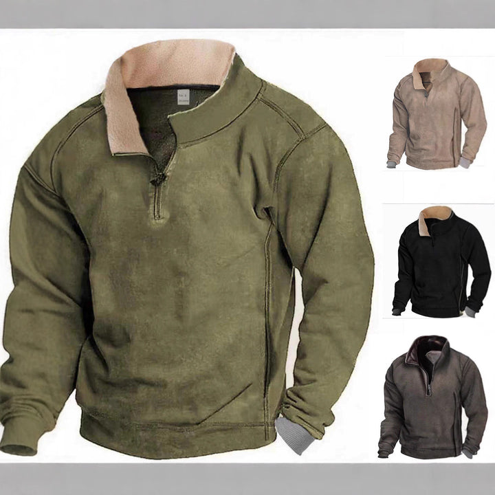 Men's fleece pullover with a high collar and practical side pockets Lisslune