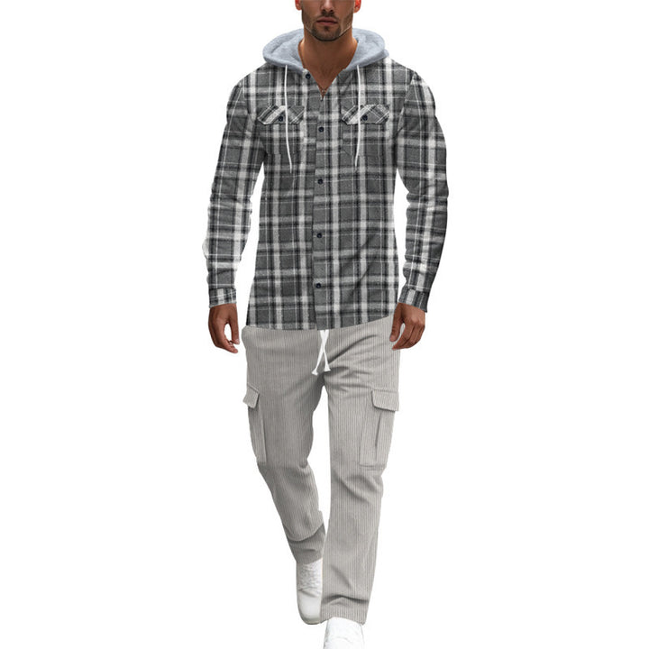 Men's flannel shirts with a hood and two practical chest pockets Lisslune