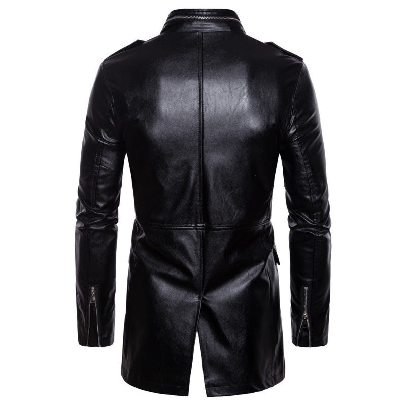Men's Elegant Biker Leather Jacket with Asymmetrical Zipper and Practical Pockets Lisslune