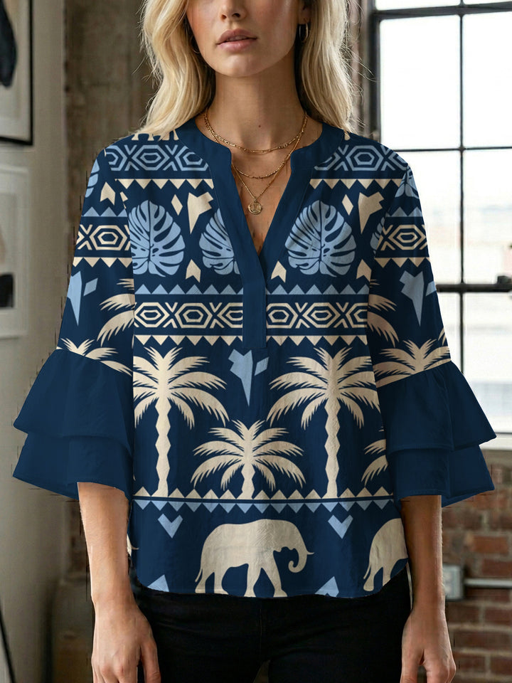 Women's blouse with voluminous ruffled sleeves and modern design Lisslune