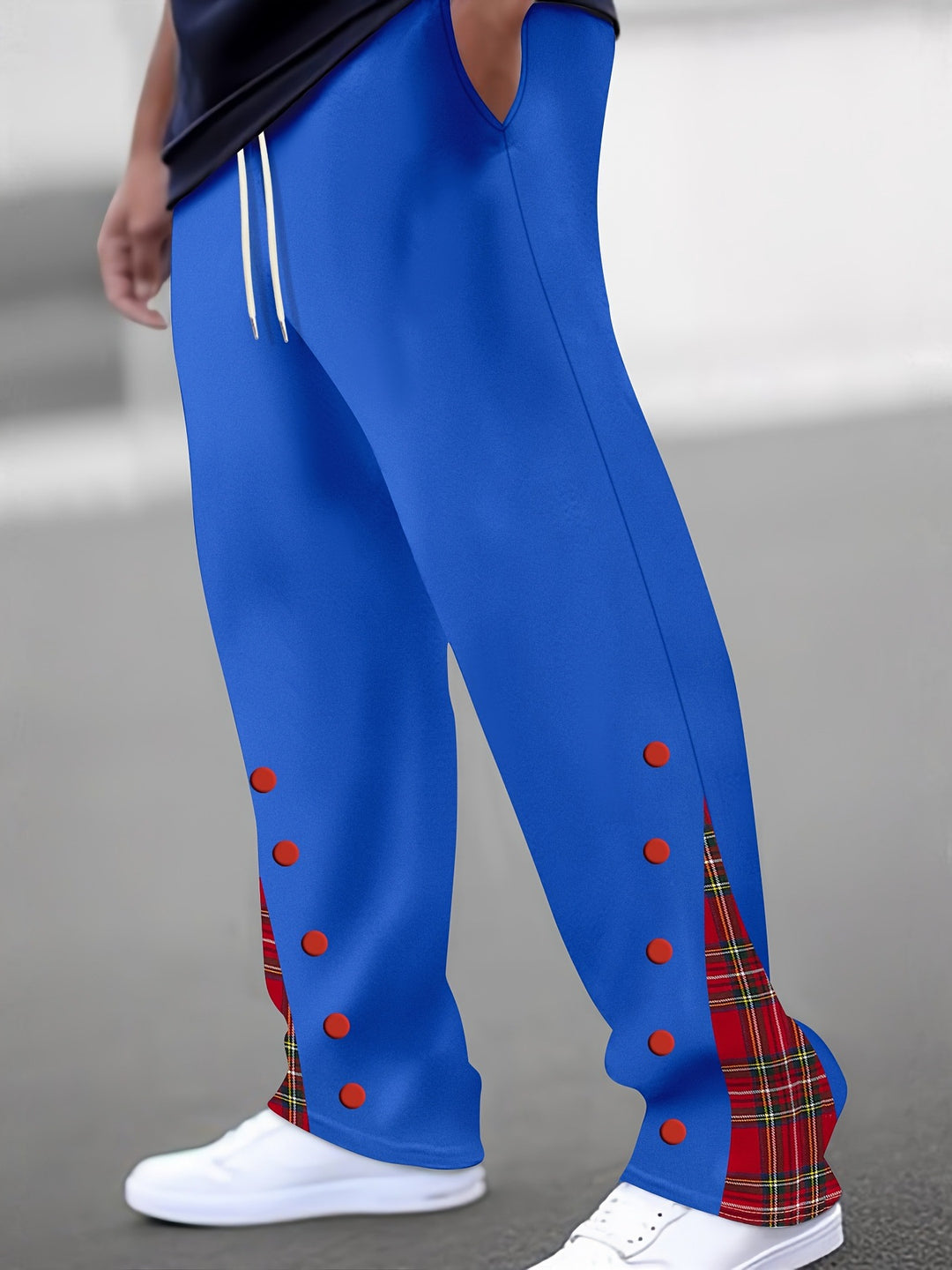 Men's Sporty Jogging Pants with Contrasting Snap Buttons and Breathable Fabric Lisslune