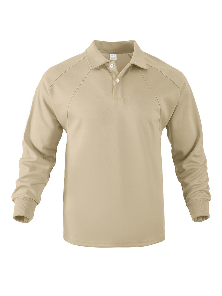 Men's Sporty Long Sleeve Polo Shirt with Modern Structured Design and Comfortable Cuffs Lisslune