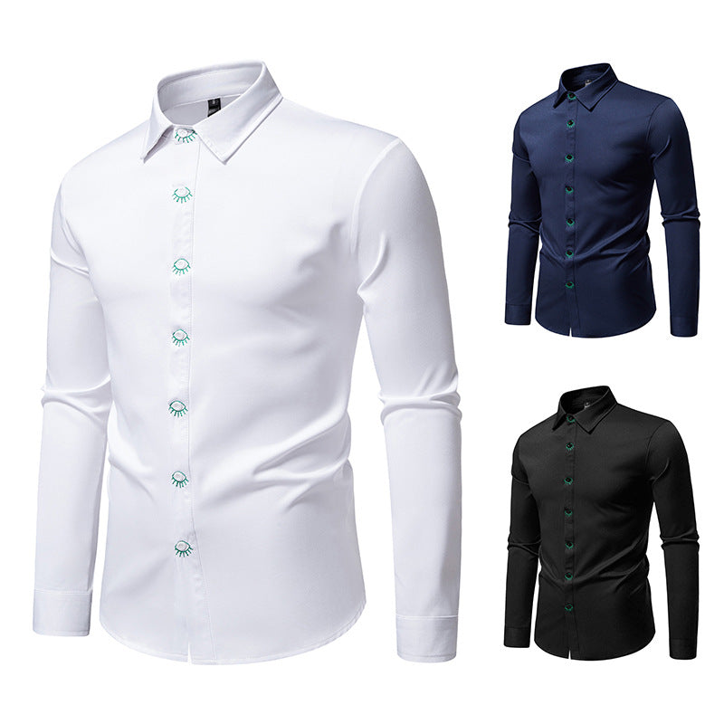 Men's Elegant Long Sleeve Shirt with Creative Details Lisslune