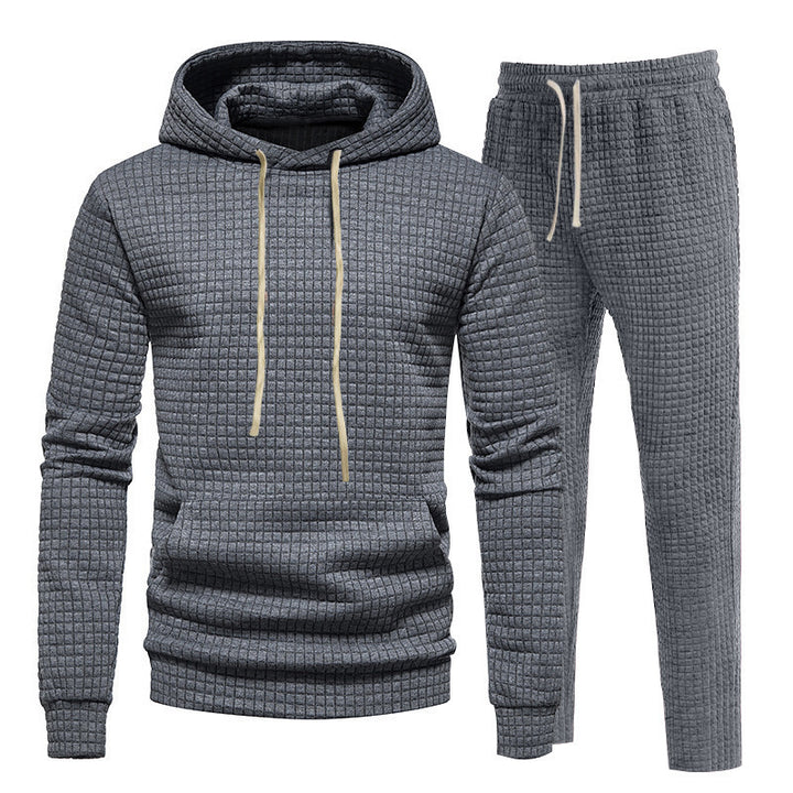 Men's Sporty Hoodie Set with Fashionable Textured Design and Elastic Cuffs Lisslune