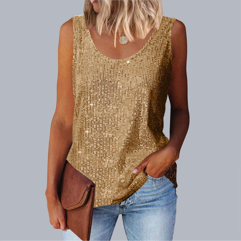 Damen glitzerndes Oberteil mit schimmerndem Stoff und figurfreundlichem Schnitt Lisslune