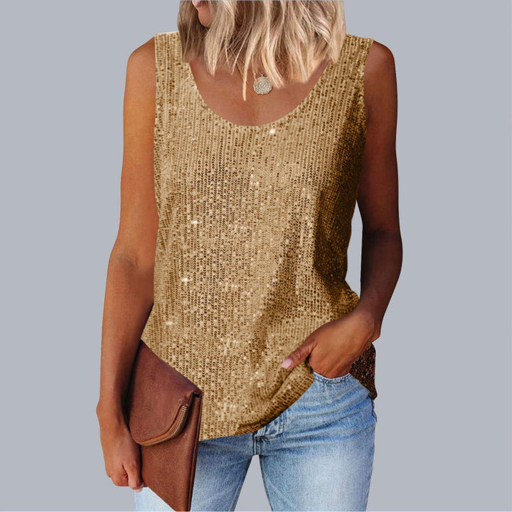Damen glitzerndes Oberteil mit schimmerndem Stoff und figurfreundlichem Schnitt Lisslune