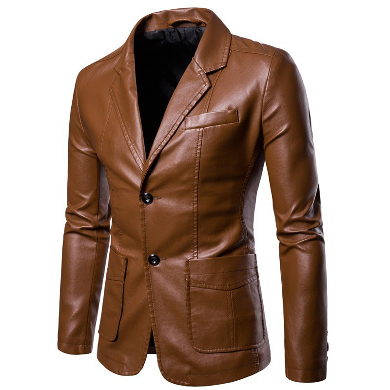 Men's elegant synthetic leather jacket with modern cut Lisslune