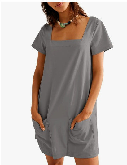 Damen Bequemes Freizeitkleid mit Taschen Lisslune
