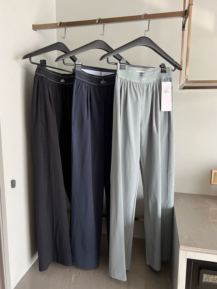 Women's wide sports trousers with elastic waistband and side pockets Lisslune