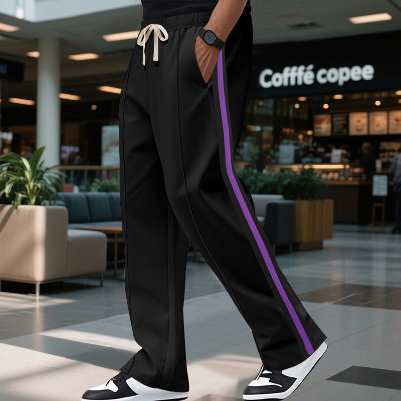 Men's casual leisure pants with contrasting side stripes Lisslune