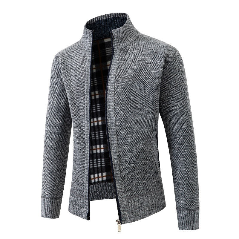 Men's fashionable cardigan with innovative texture and warm lining Lisslune