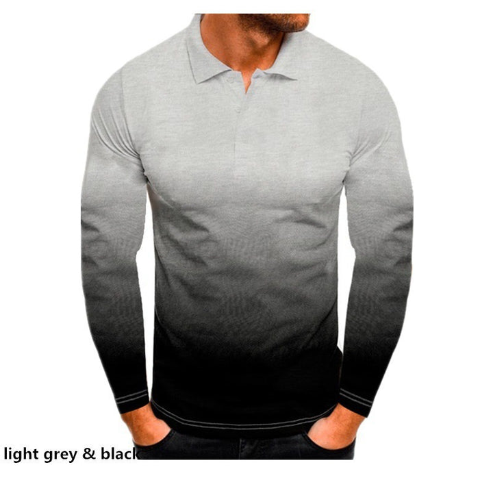 Men's Long Sleeve Polo Shirt with Modern Gradient and Performance Material Lisslune
