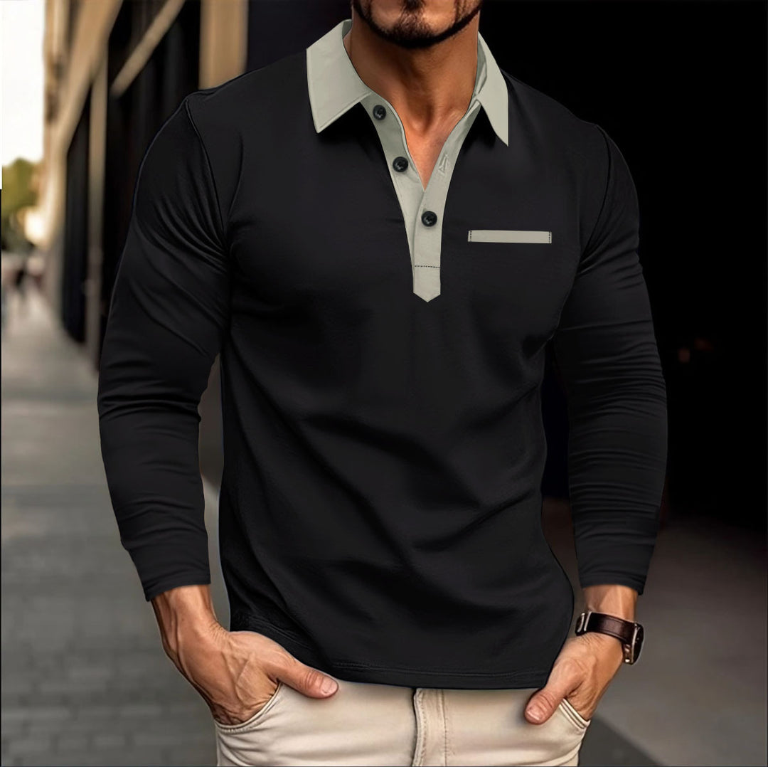 Men's Elegant Long Sleeve Shirt with Stylish Collar and Button Placket Lisslune
