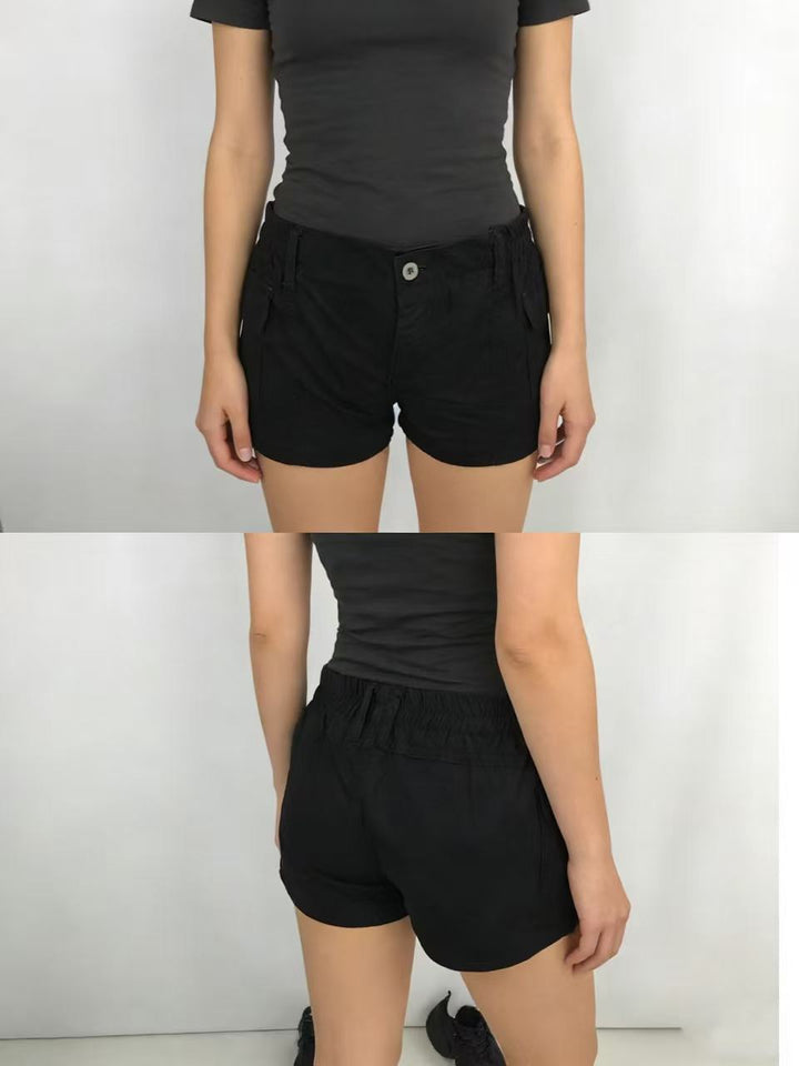 Women's cargo shorts with functional side pockets and elastic waistband Lisslune