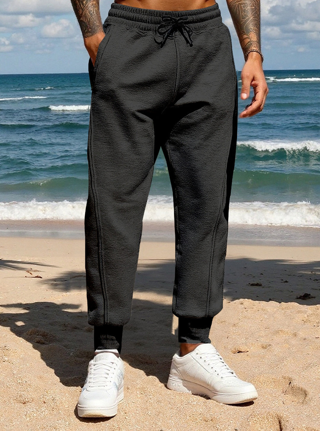 Men's sporty leisure trousers with elastic waistband and practical side pockets Lisslune
