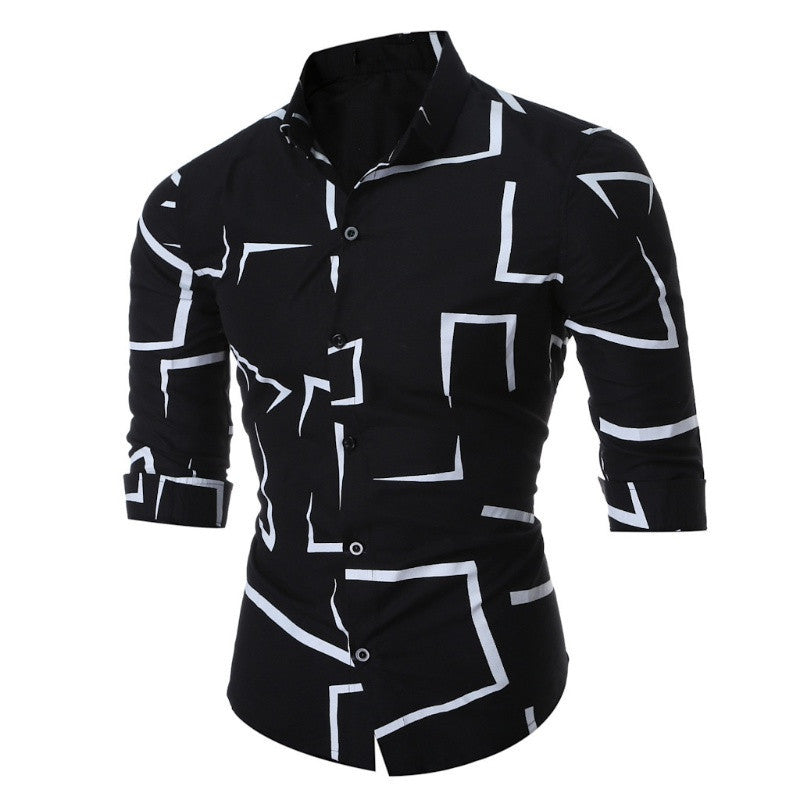 Men's shirt with modern geometric pattern and tailored fit Lisslune