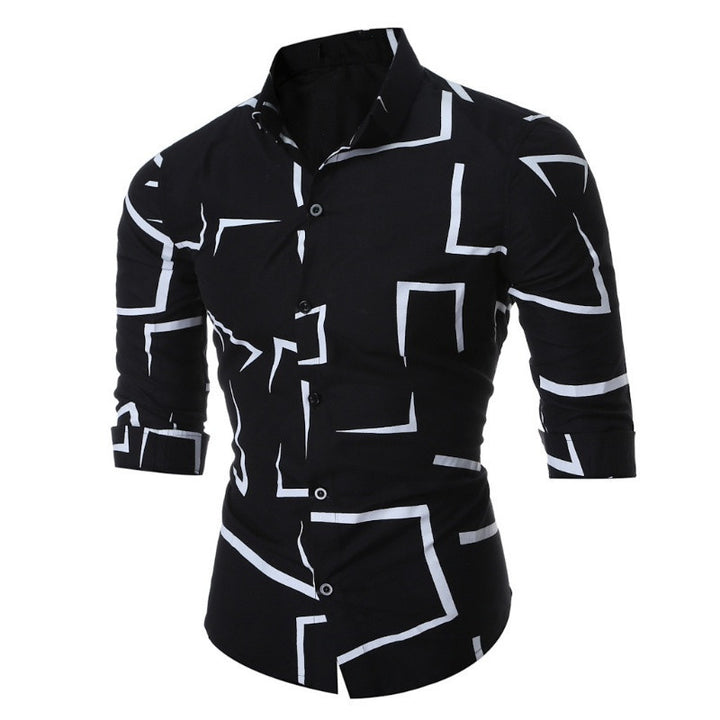 Men's shirt with modern geometric pattern and tailored fit Lisslune