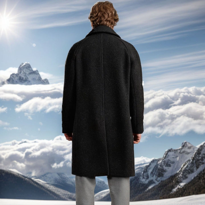 Men's elegant wool coat with double button placket and practical side pockets Lisslune