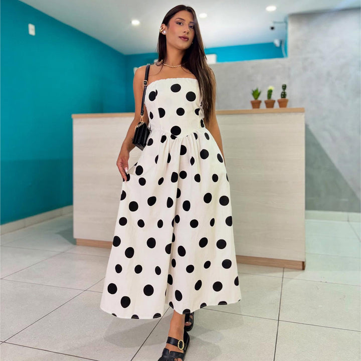 Women's maxi dress with stylish polka dot design and casual blazer Lisslune