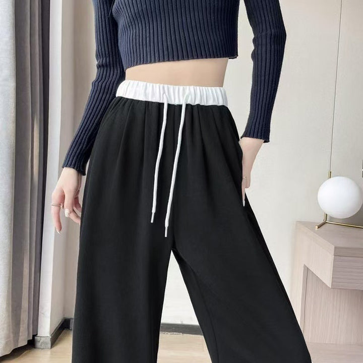 Women's comfortable and stylish wide leg pants with elastic waistband and drawstring Lisslune