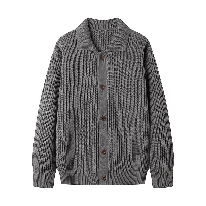 Men's Cardigan with Comfortable Button Placket and Modern Rib Design Lisslune