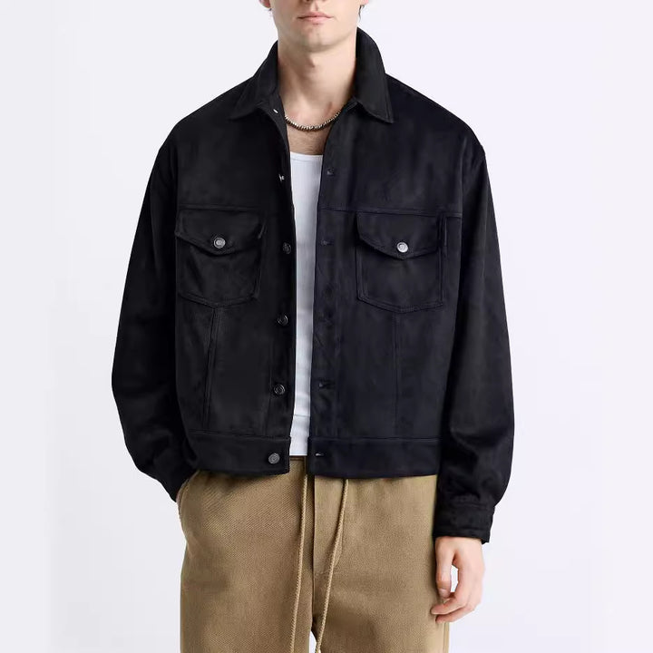 Men's casual suede jacket with practical chest pockets and modern cut Lisslune