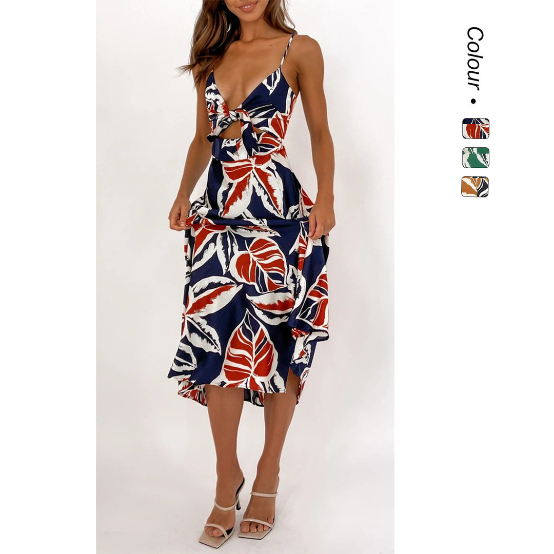 Women's wrap dress with floral print and playful swinging hem