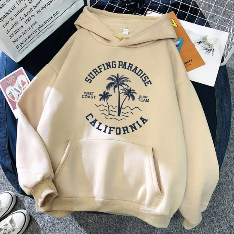 Women's hoodie with casual surf design and high-quality cotton blend Lisslune