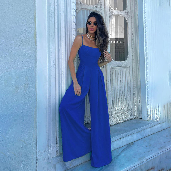 Women Elegant Maxi Dress with Slim Spaghetti Straps and Flowing Cut Lune London