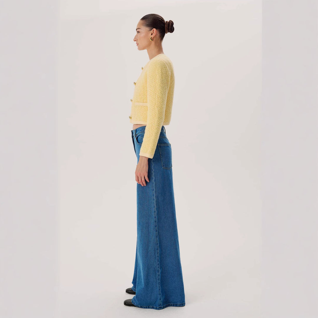 Damen weit geschnittene Jeans mit hohem Bund und eleganter Silhouette Lisslune