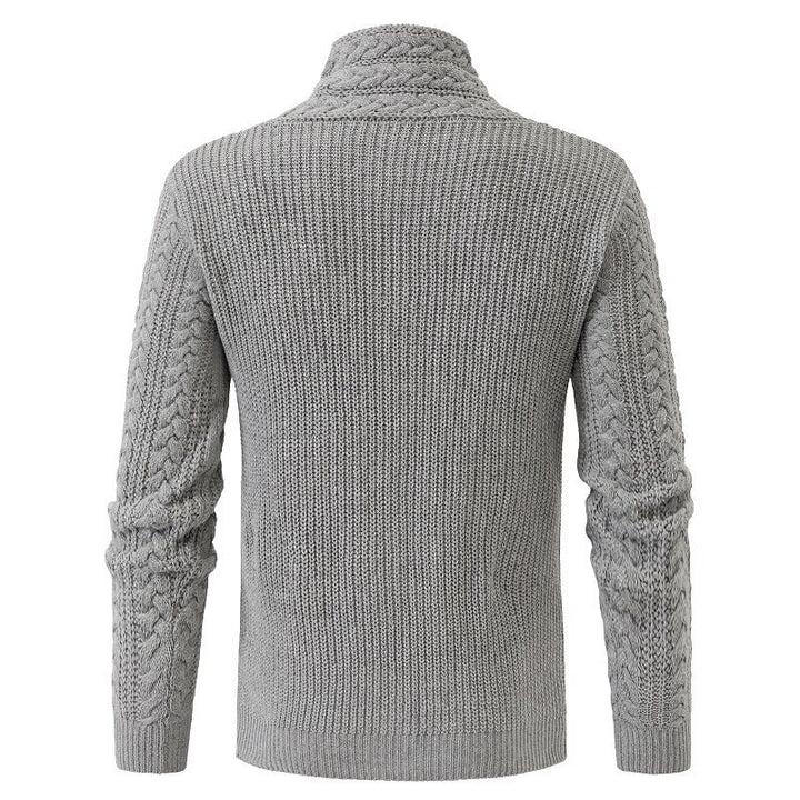 Men's knit sweater with elegant shawl collar and cable pattern Lisslune