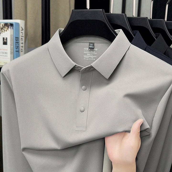 Men's Long Sleeve Polo Shirt with Breathable Structure Lisslune