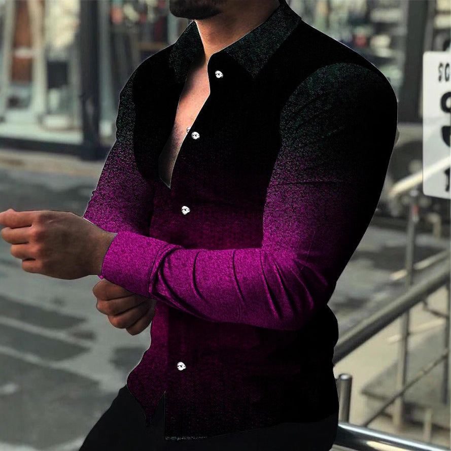 Men's Long Sleeve Shirt with Modern Gradient andElegant Button Details Lisslune