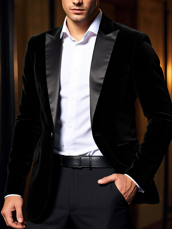 Men's elegant velvet blazer with satin collar section Lisslune